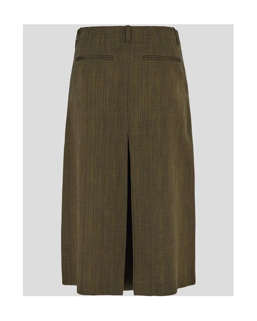 Dries Van Noten Green Slit-Detailed Midi Skirt