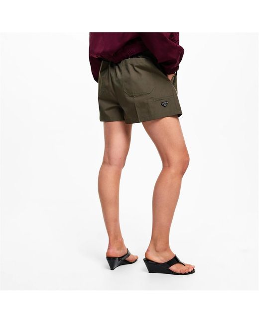 Prada Green Logo Patch Shorts