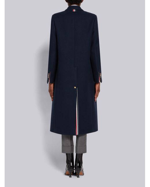 Thom Browne Blue Double-Breasted Overcoat