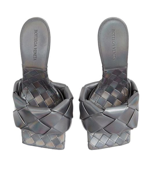 Bottega Veneta Gray Lido Intrecciato Slip-On Sandals