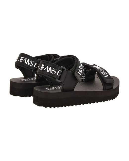 Versace Jeans Black Couture Miami Logo Strap Sandals