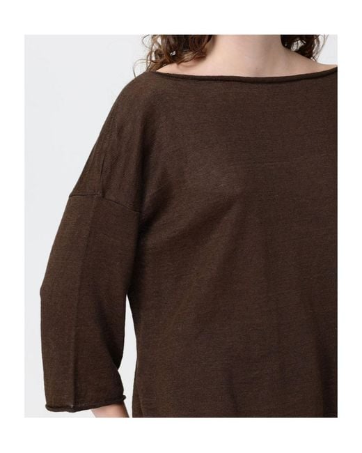 Roberto Collina Brown Boat Neck Knitwear