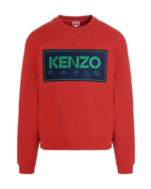 KENZO Red Logo Patch Crewneck Sweatshirt for men
