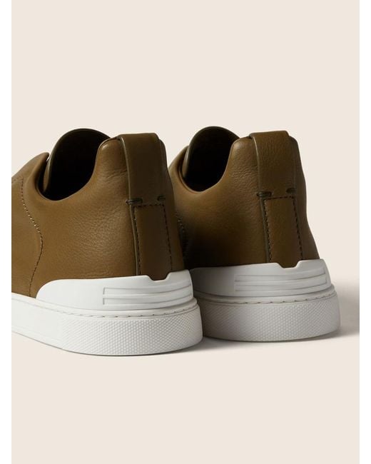 Zegna Brown Triple Stitch Sneakers for men
