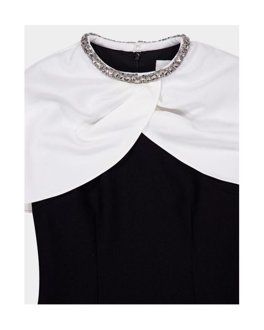 Roland Mouret Black Crystal Trimmed Shawl Crepe Dress