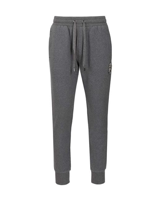 Dolce & Gabbana Gray Heraldic Patch Sweatpants for men