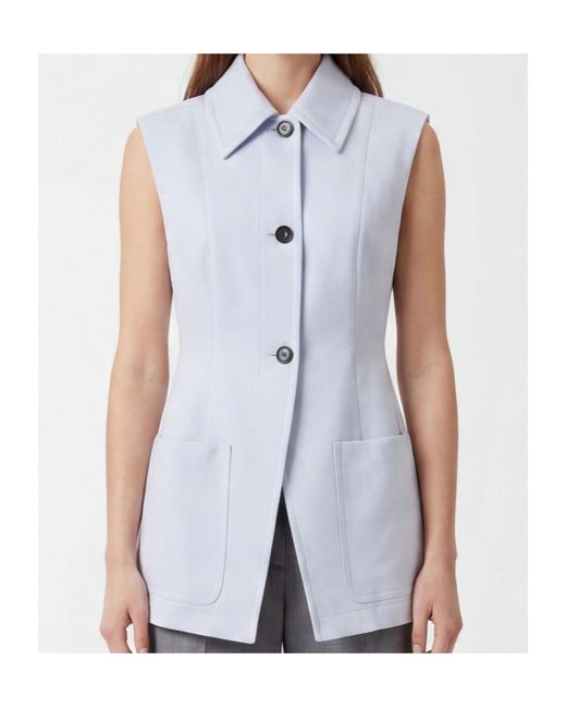 Sportmax Blue Gabarra Sleeveless Gabardine Blazer