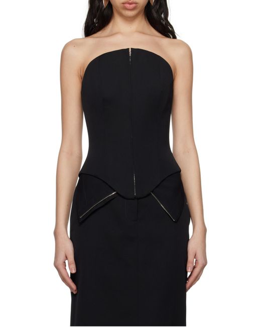 Alexander McQueen Blue Zip-Up Corset Top