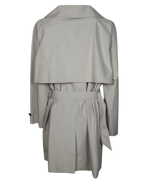 Save The Duck Gray Livia Double-Breasted Belted Raincoat