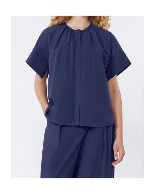 Weekend by Maxmara Blue Gathered Blouse
