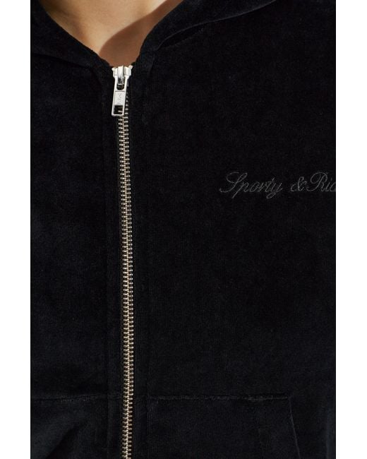 Sporty & Rich Black Long-Sleeve Hooded Sweatshirt