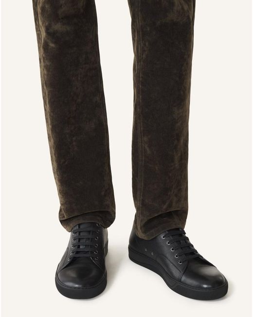 Lanvin Black Grained Leather Sneakers for men