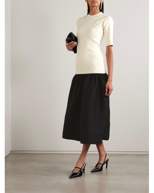 Totême White Totême Short-Sleeve Gathered Detail Dress