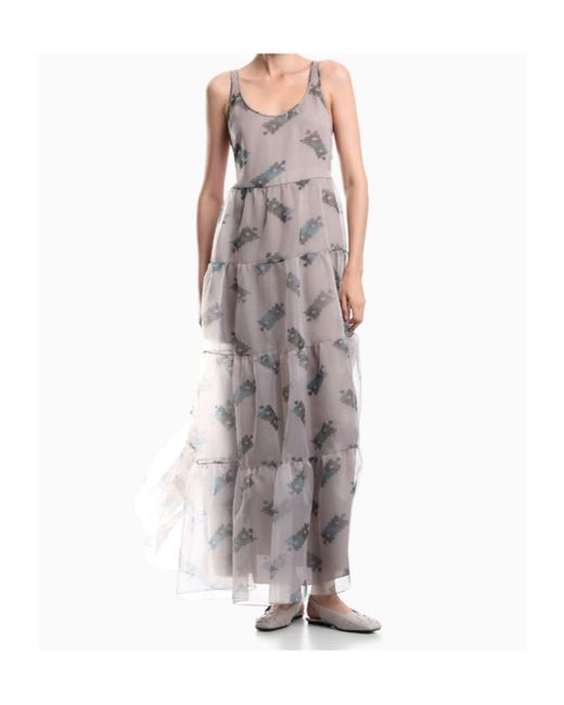Emporio Armani Gray Long Flounced Dress