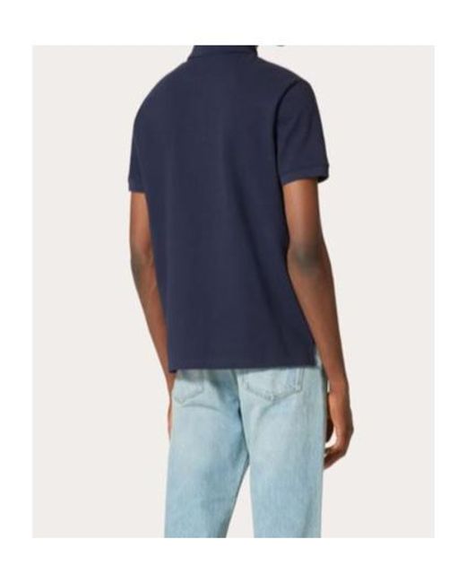 Valentino Blue Button Detailed Short-Sleeved Polo Shirt for men