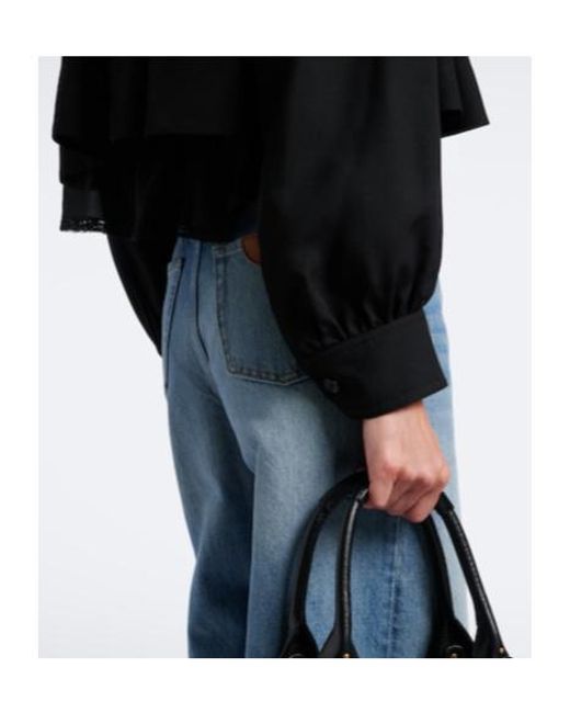 Chloé Black Gathered Cropped Faille Jacket