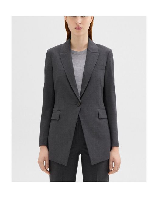 Theory Black Single-Breasted Tailored Blazer