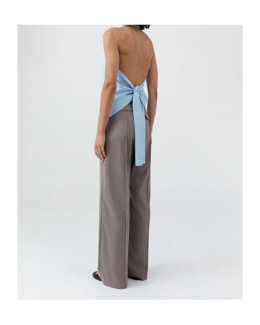 St. Agni Blue Halter Tie-Back Top