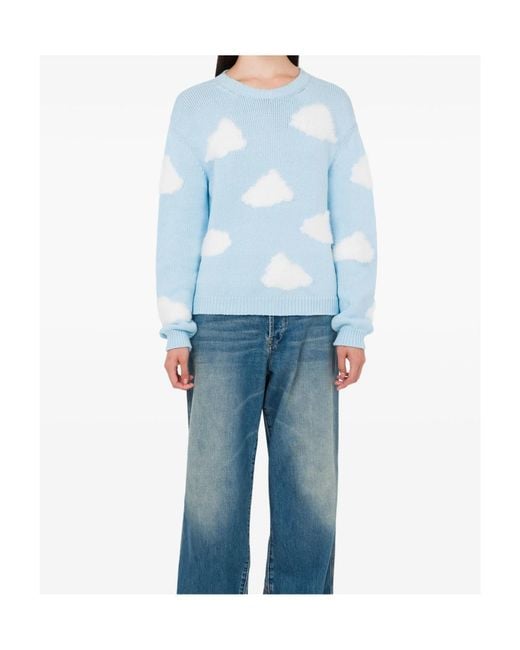 Moschino Blue Crew-Neck Cloud-Motif Sweater