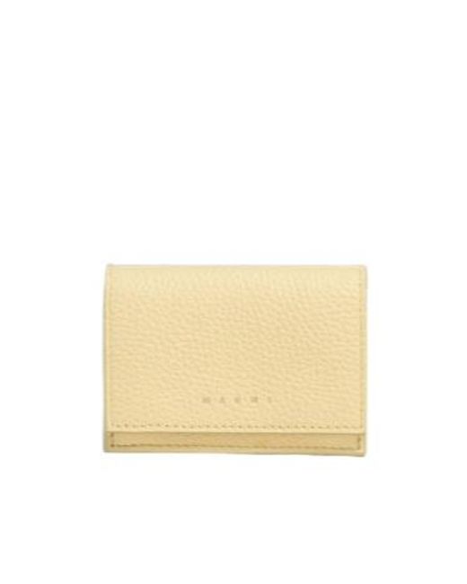 Marni Natural Light Leather Trifold Venice Wallet With Marbled Interior