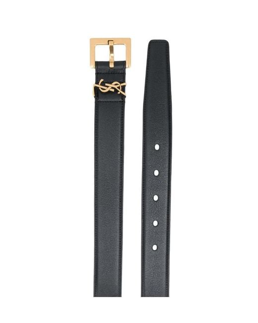 Saint Laurent White Monogram Buckle Belt
