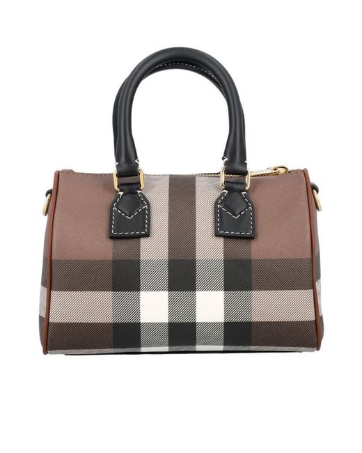 Burberry Brown Checked Bowling Shoulder Bag