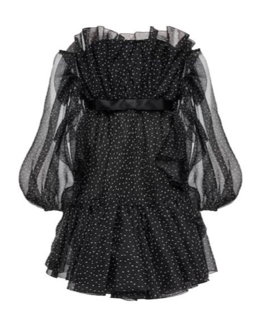 Giambattista Valli Black Polka-Dot Strapless Silk Mini Dress