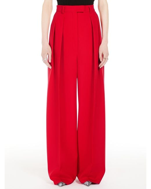 Sportmax Red Abadan Wide Leg Trousers