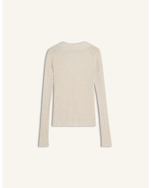 Maison Kitsuné White Maison Kitsuné Button-Up Ribbed Cardigan