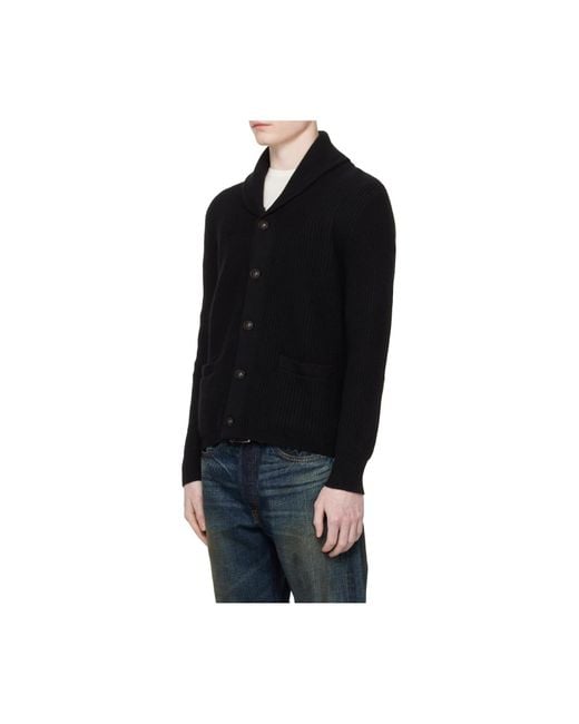 RRL Black Ralph Lauren Shawl Collar Cardigan for men