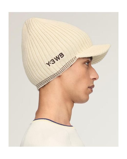Y-3 Natural X Wales Bonner Ribbed-Knit Beanie Hat for men