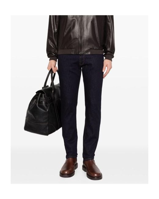 Emporio Armani Blue Logo-Patch Five-Pockets Jeans for men
