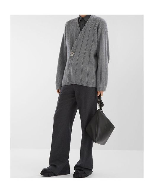 Fendi Gray Open Front Knitted Cardigan for men