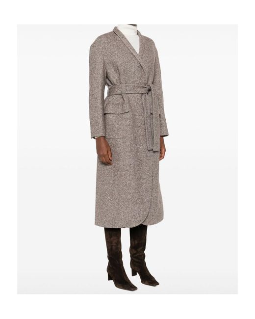 Brunello Cucinelli Brown Wool Blend Padded Coat