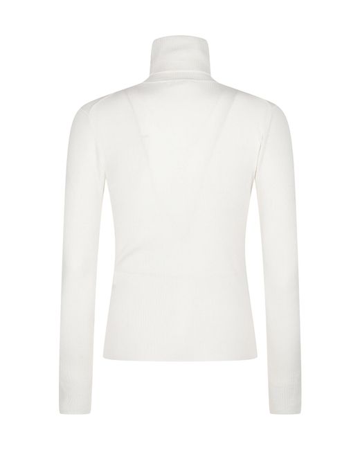 P.A.R.O.S.H. White Long Turtle Neck Long Sleeve Sweater