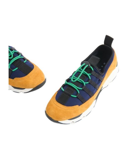 Marni Blue Logo Printed Lace-Up Sports Shoes for men