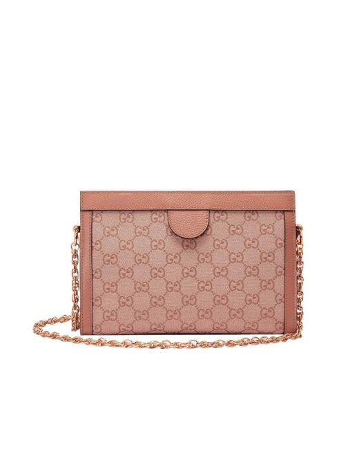 Gucci Pink Ophidia Gg Chain-Strap Shoulder Bag