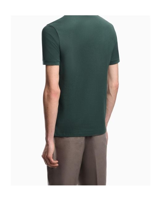 Emporio Armani Green Logo Embroidered Short-Sleeved Polo Shirt for men