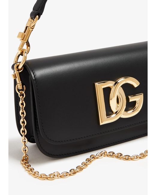 Dolce & Gabbana Black 3.5 Logo Plaque Small Shoulder Bag