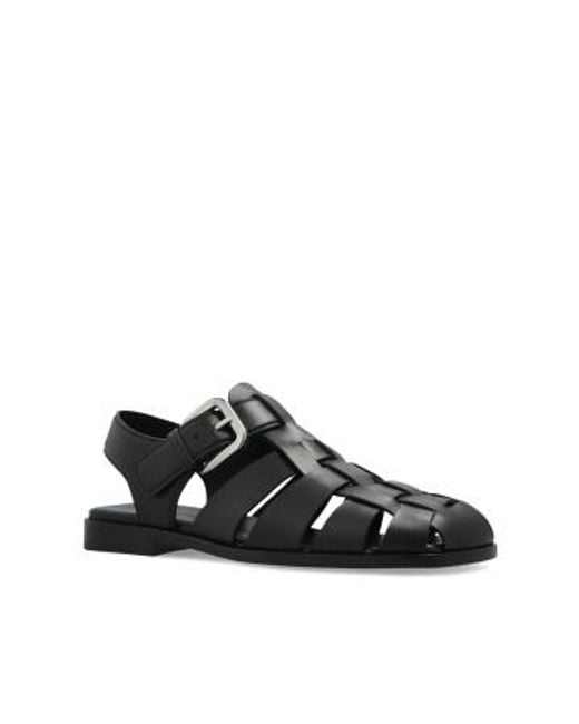 Bottega Veneta Black Square-Toe Sandals for men