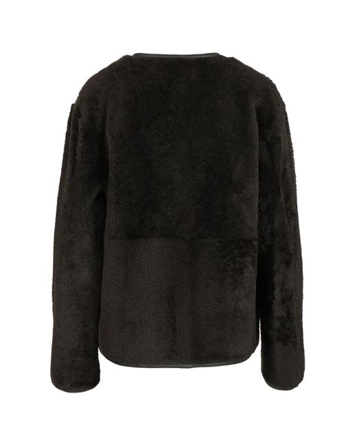 Arma Black Button-Fastening Shearling Jacket