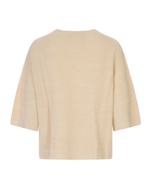 Fabiana Filippi Natural Fine-Knit Raglan-Sleeve T-Shirt
