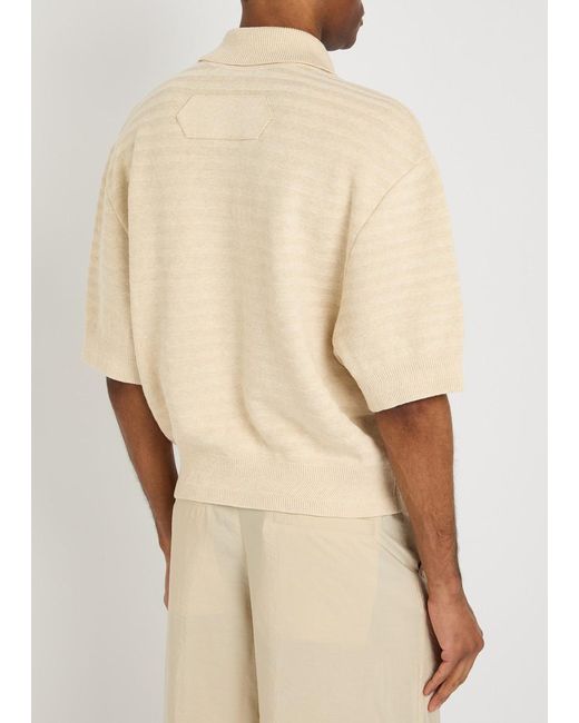 Jacquemus Natural Le Polo Maille Striped Cotton-Blend Polo Shirt for men