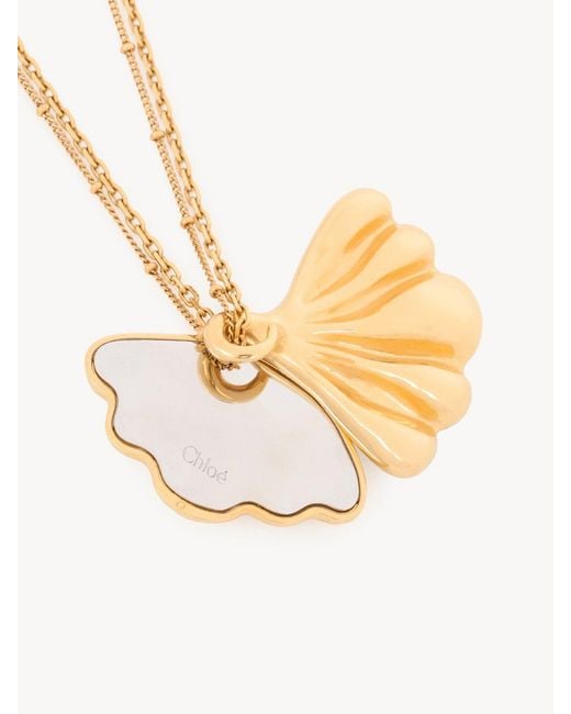 Chloé White Chloé Mirror Double-Chain Pendant Necklace
