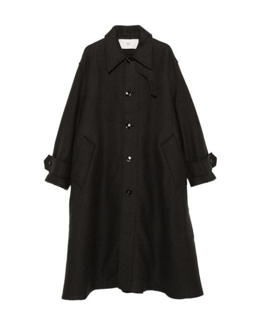 AMI Black Wool Coat for men