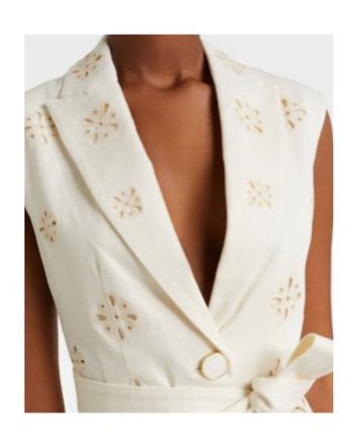 Veronica Beard White Townes Eyelet Cotton Twill Vest