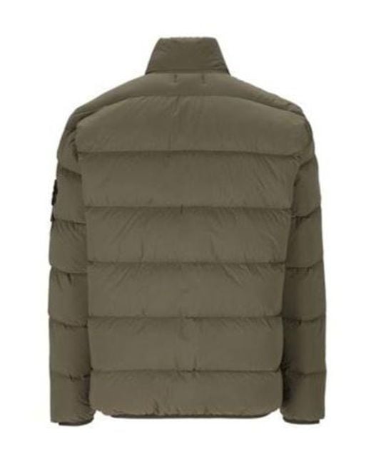 Stone Island Green High-Neck Zip-Up Coat for men