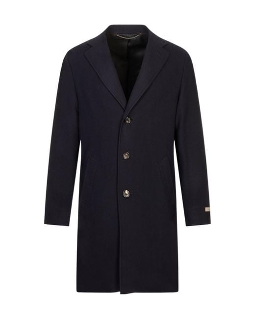 Canali Blue Long-Sleeved Coat for men