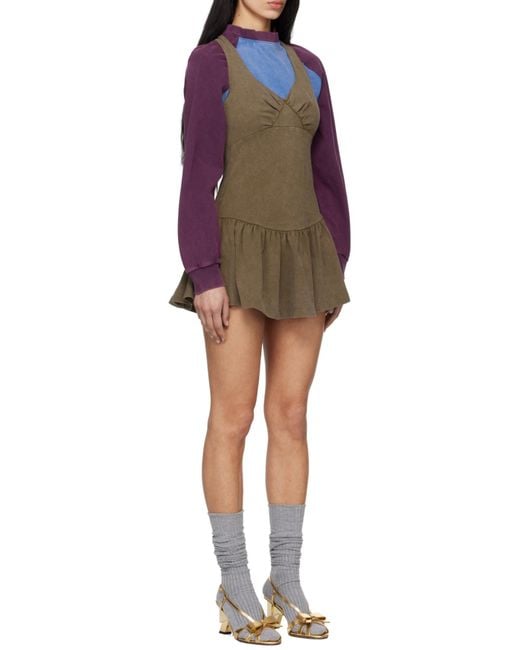 ShuShu/Tong Brown V-Neck Mini Dress