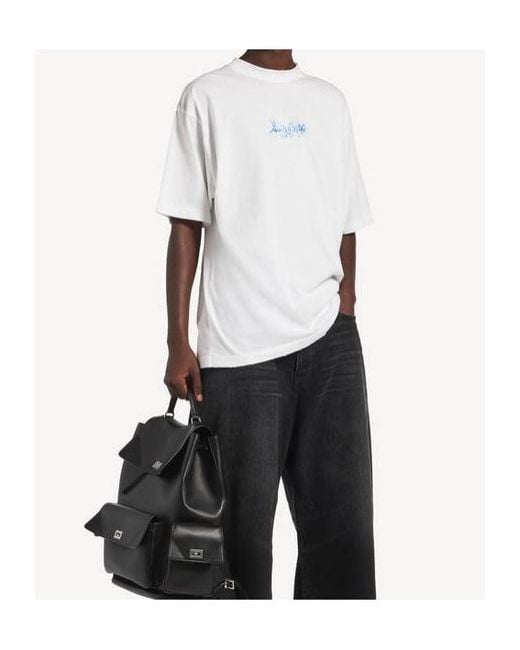 Balenciaga White Sketchy Medium Fit T-Shirt for men